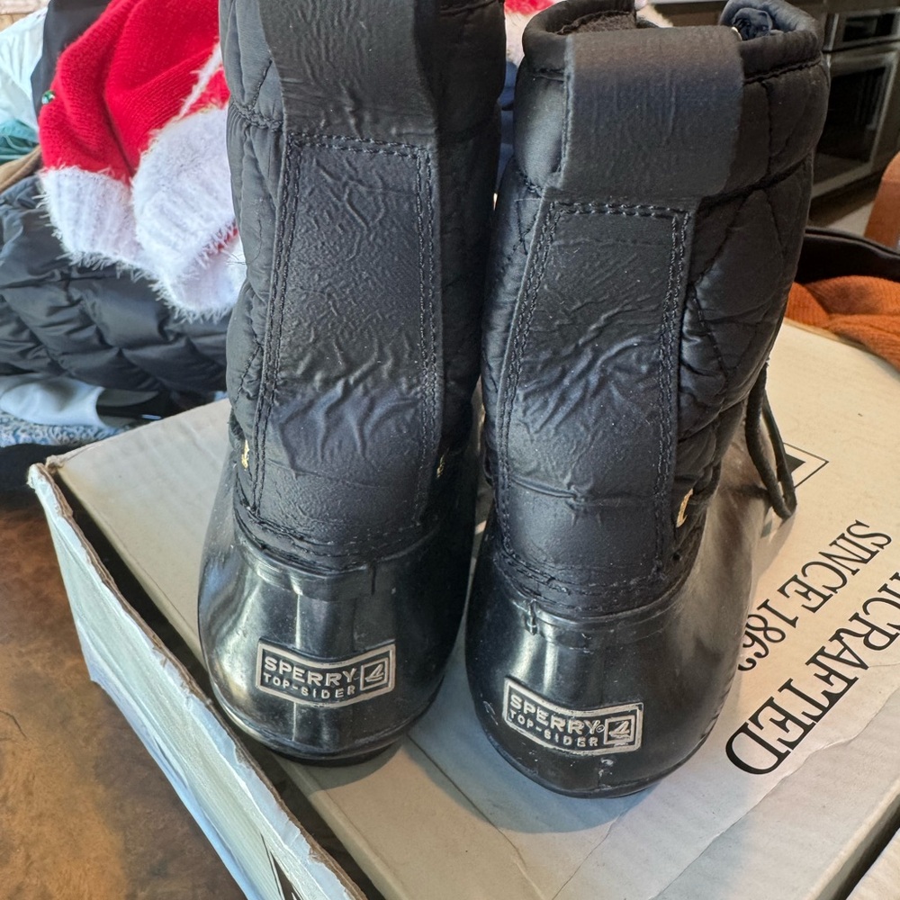 Sperry Black Quilted Rain Boots